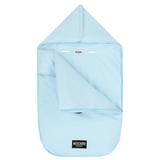 MOSCHINO Baby Boy Baby Blue Teddy Bear Logo Baby Nest