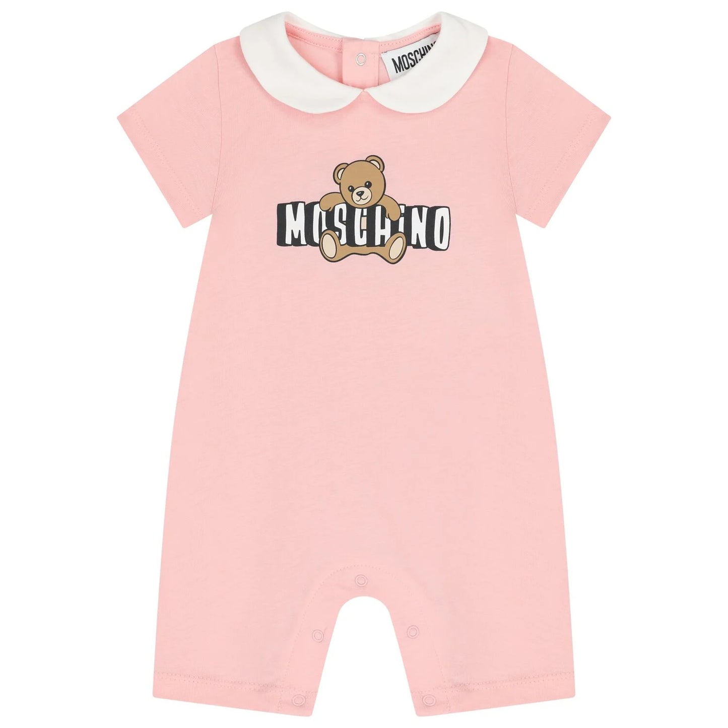 MOSCHINO Baby Girls Pink Teddy Bear Logo Romper
