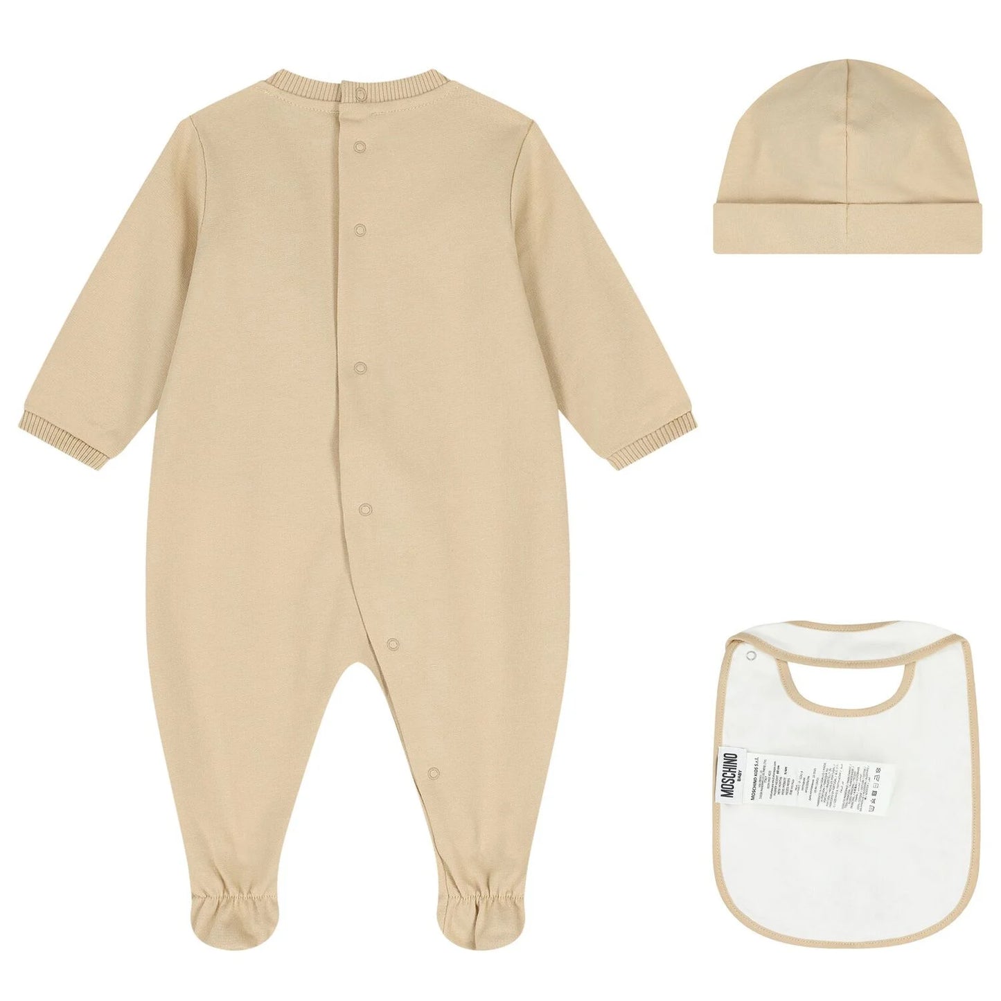 MOSCHINO Beige Teddy Bear Logo Babygrow Gift Set