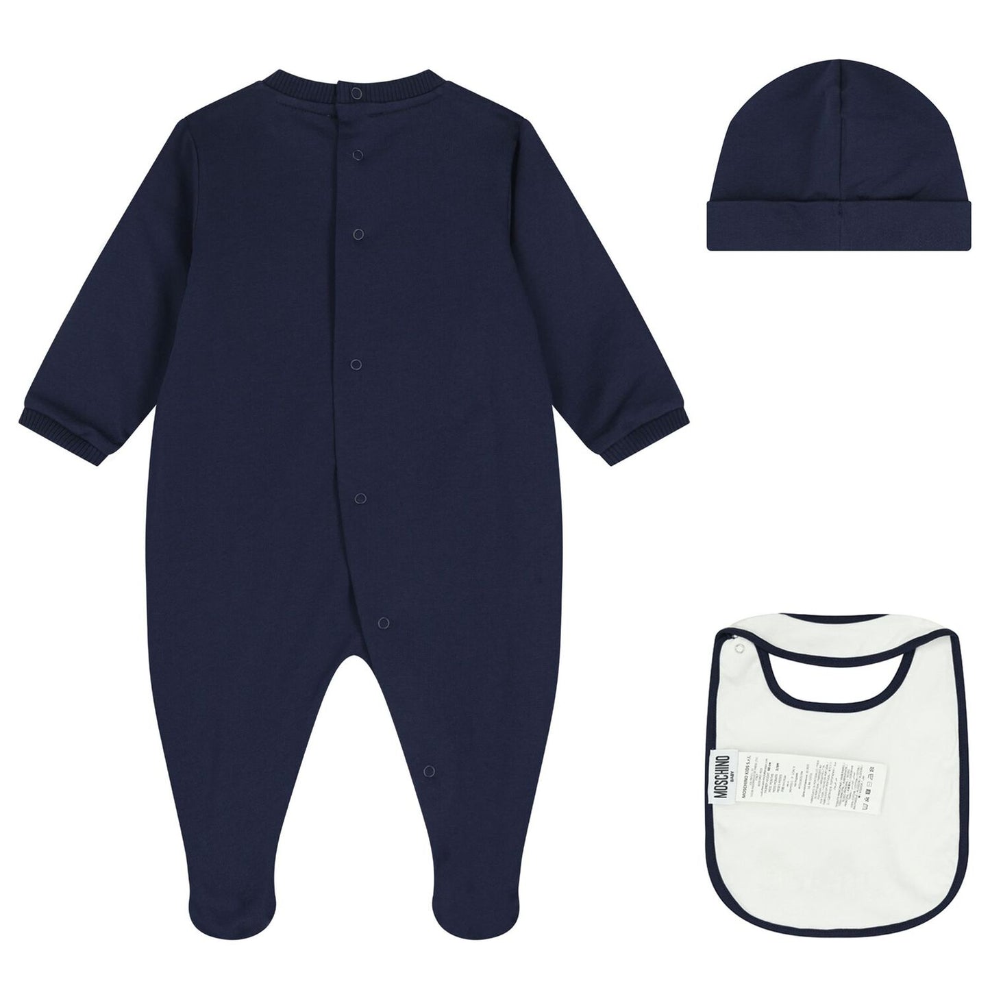 MOSCHINO Navy Blue Teddy Bear Logo Babygrow Gift Set