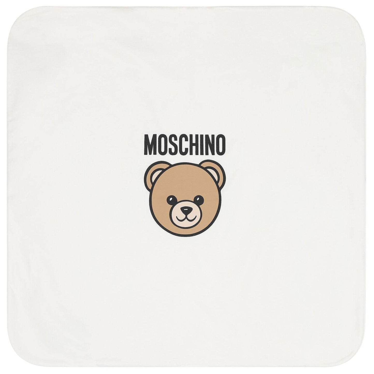 MOSCHINO White Teddy Bear Logo Baby Blanket