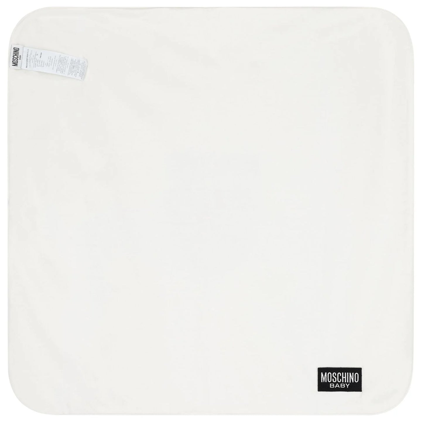 MOSCHINO White Teddy Bear Logo Baby Blanket