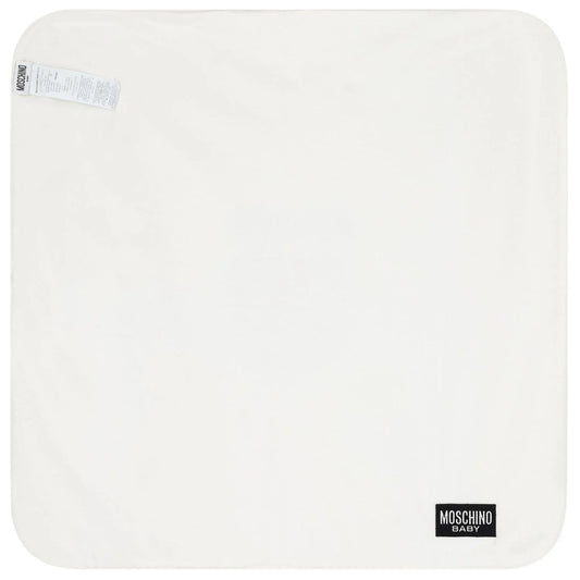 MOSCHINO White Teddy Bear Logo Baby Blanket
