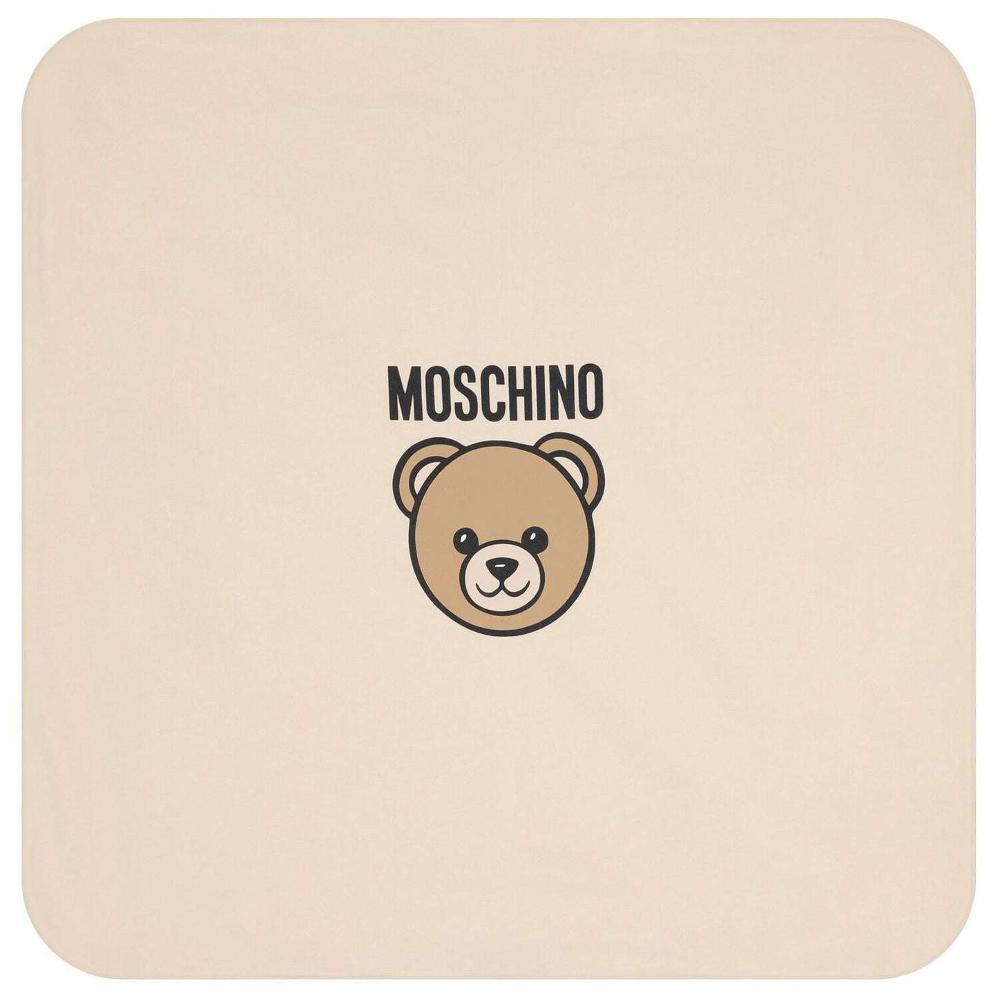 MOSCHINO Beige Teddy Bear Logo Baby Blanket