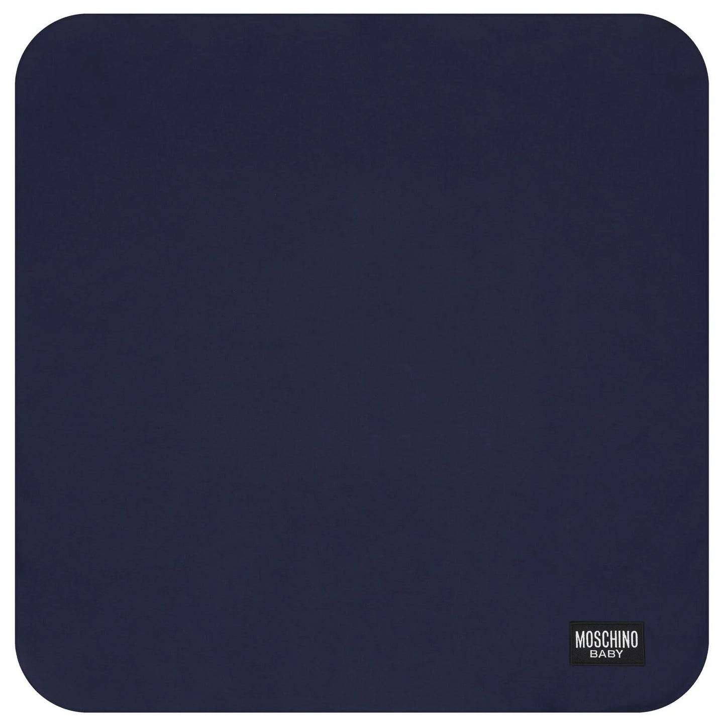 MOSCHINO Navy Blue Teddy Bear Logo Baby Blanket