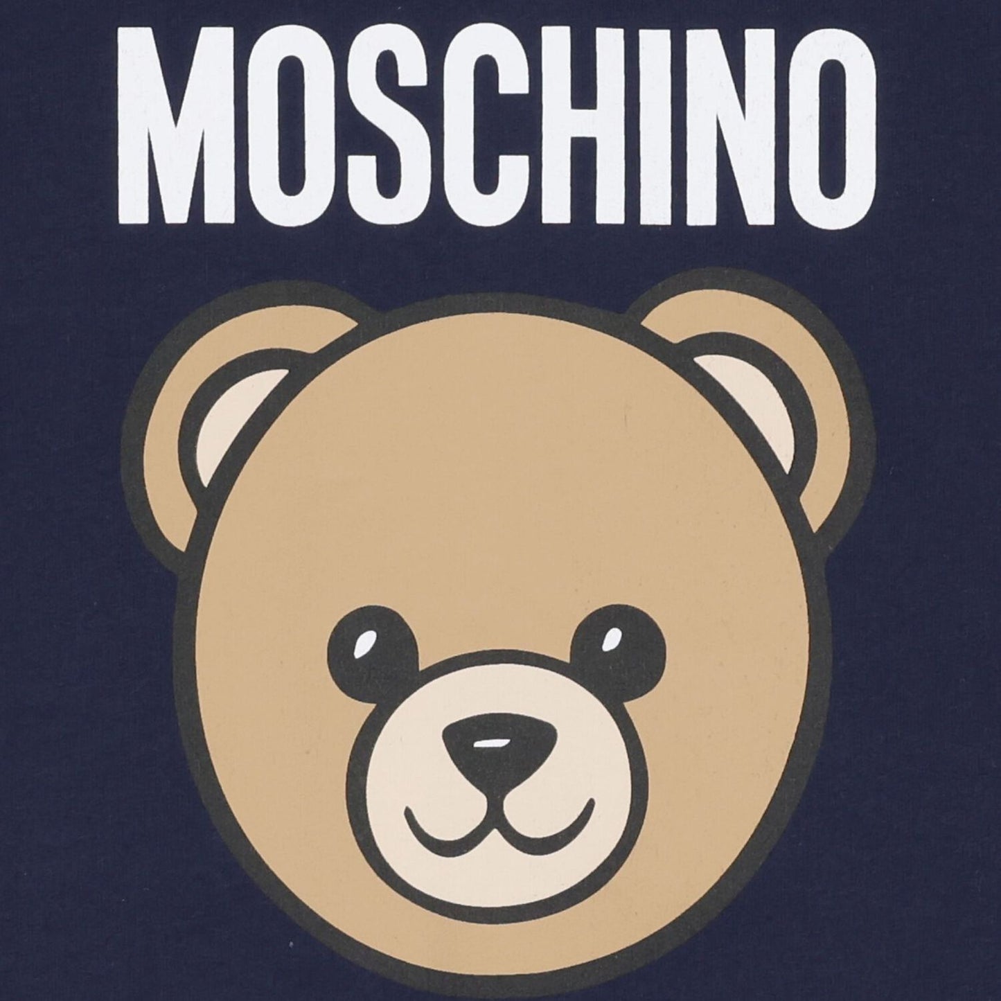MOSCHINO Navy Blue Teddy Bear Logo Baby Blanket