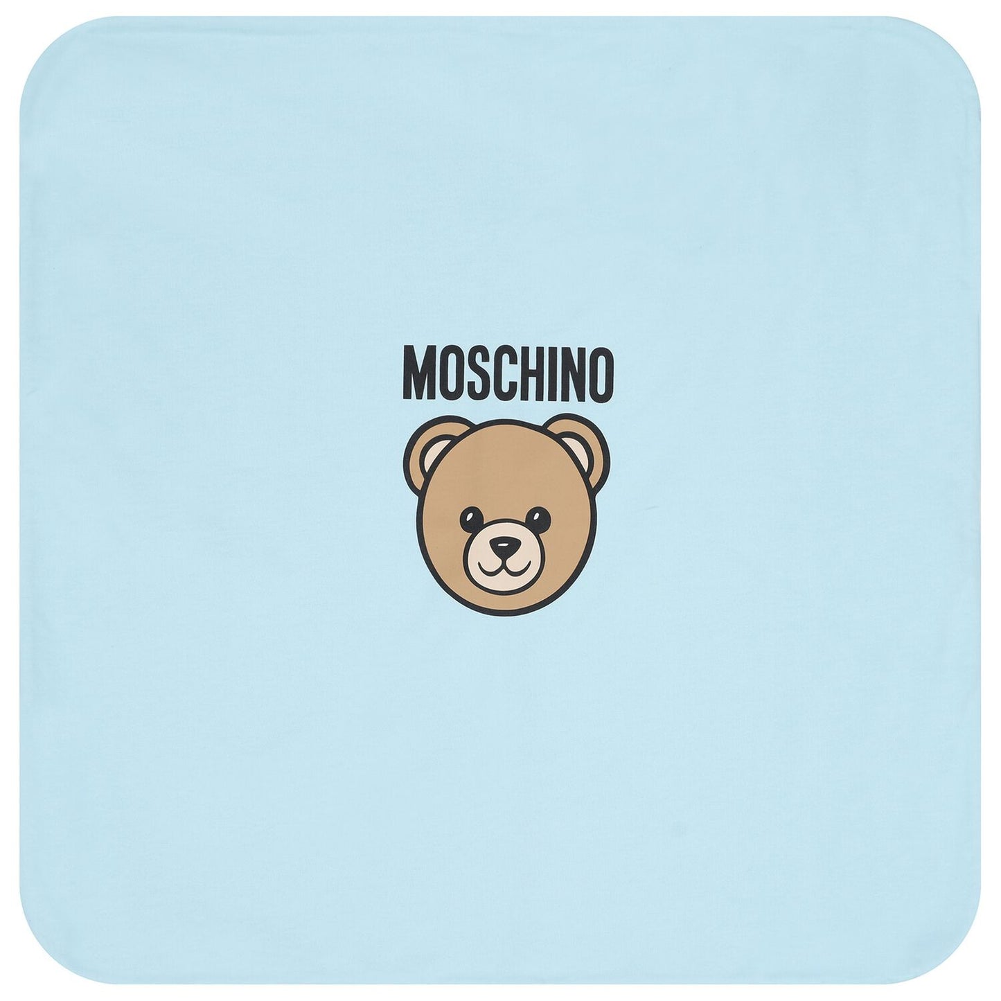 MOSCHINO Baby Blue Teddy Bear Logo Baby Blanket