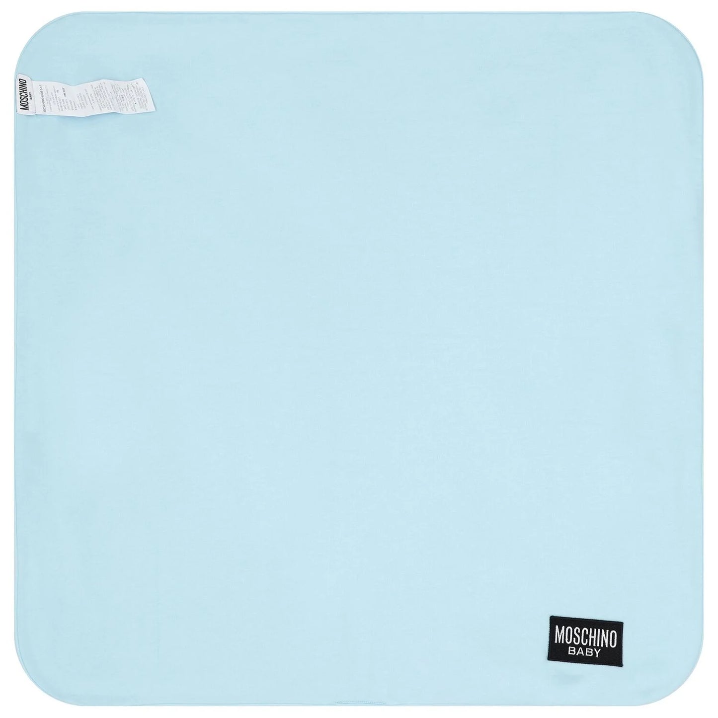 MOSCHINO Baby Blue Teddy Bear Logo Baby Blanket