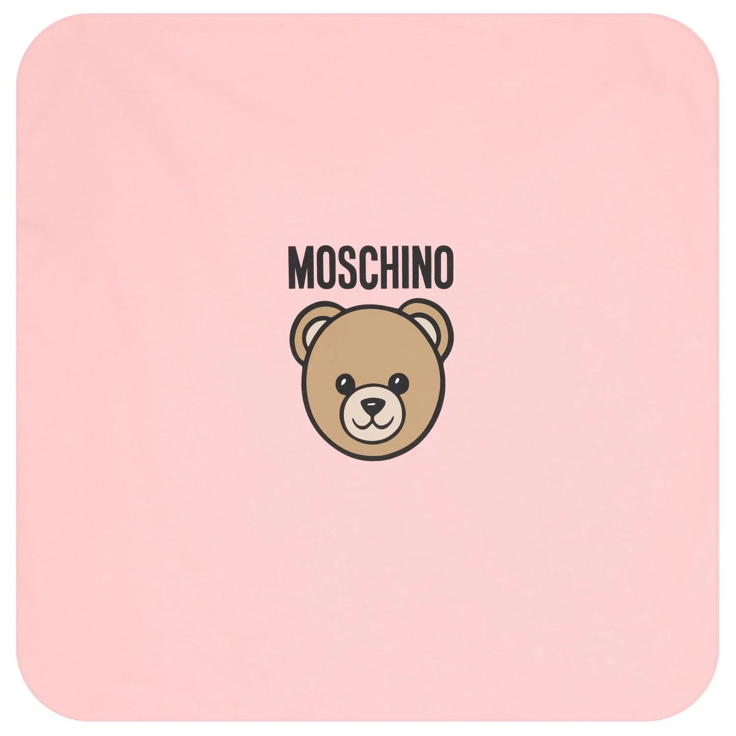 MOSCHINO Girls Pink Teddy Bear Logo Baby Blanket