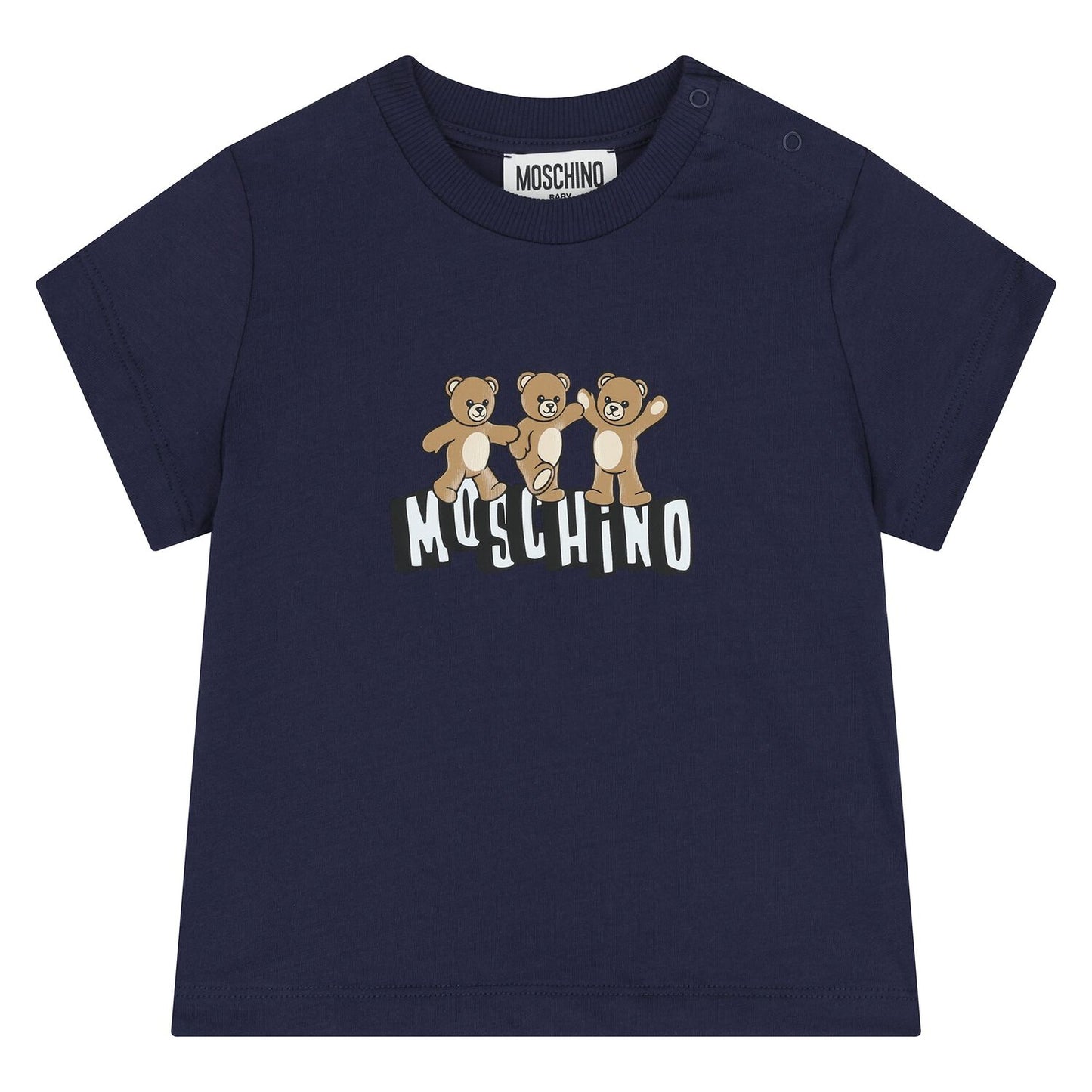 MOSCHINO Younger Navy Blue Teddy Bear Logo T-Shirt