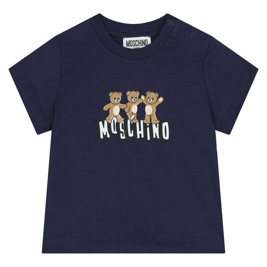 MOSCHINO Younger Navy Blue Teddy Bear Logo T-Shirt