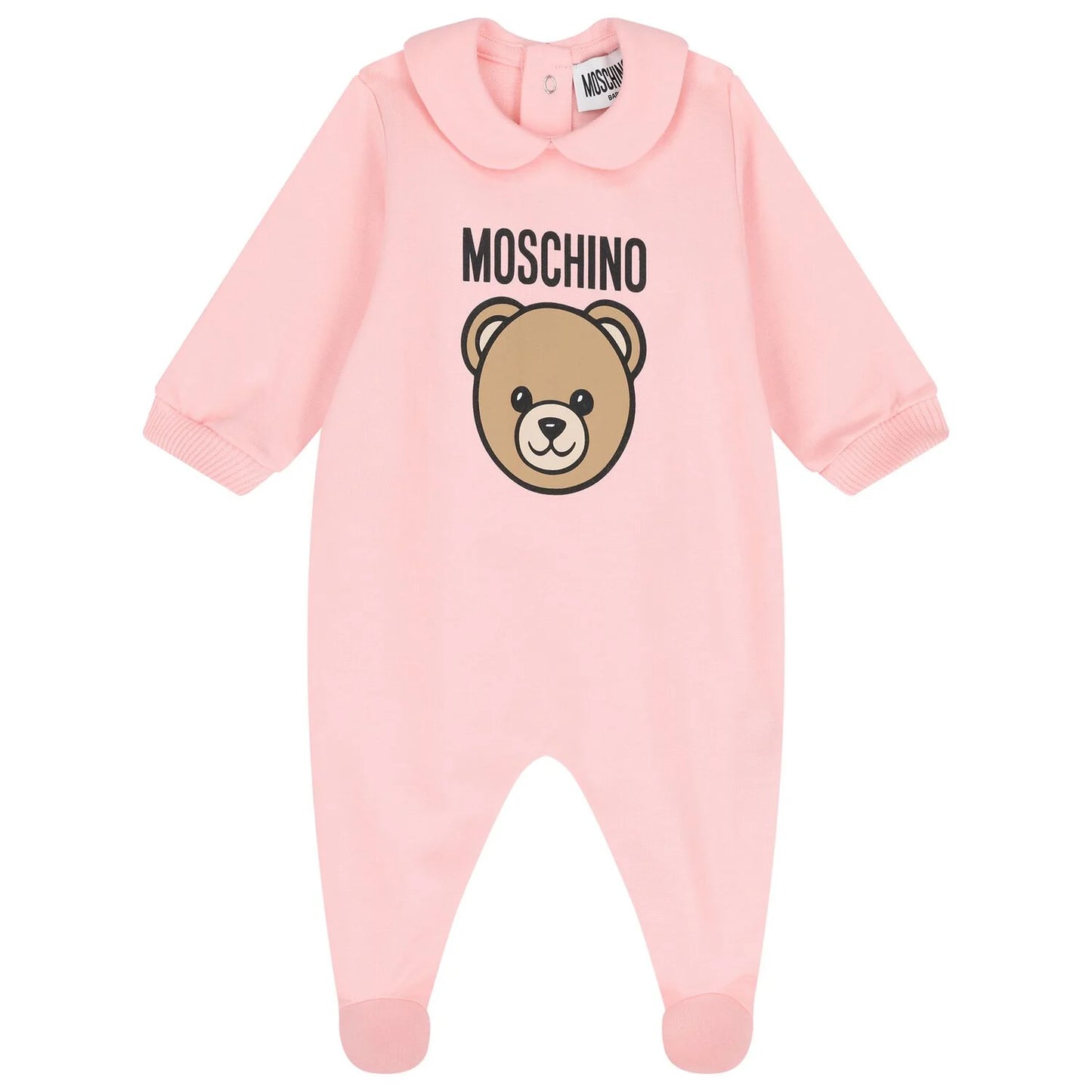 MOSCHINO Baby Girls Pink Teddy Bear Logo Babygrow