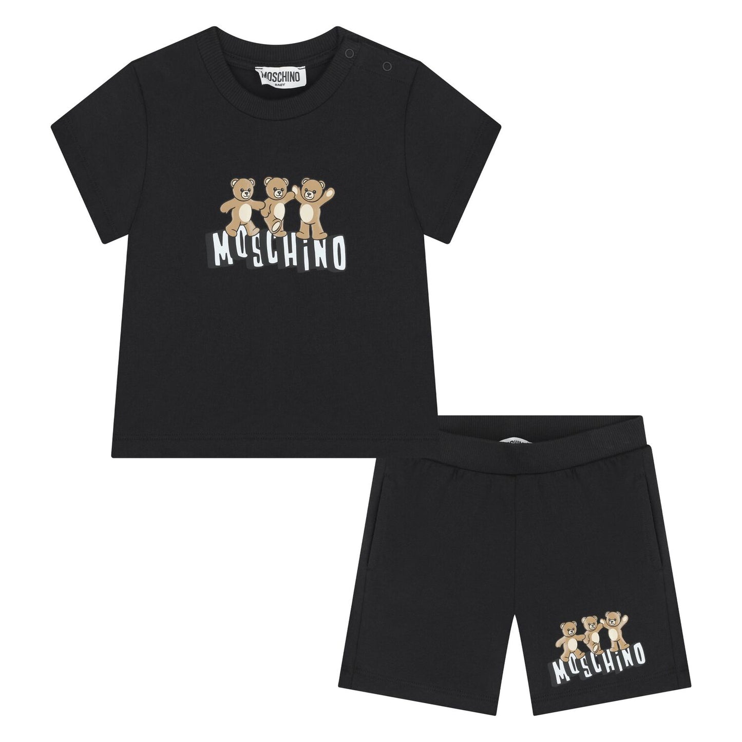MOSCHINO Younger Black Teddy Bear Shorts Set
