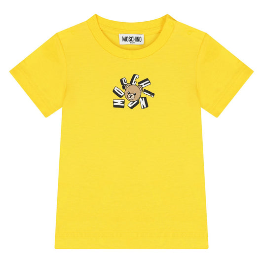 MOSCHINO Younger Yellow Teddy Bear Logo T-Shirt