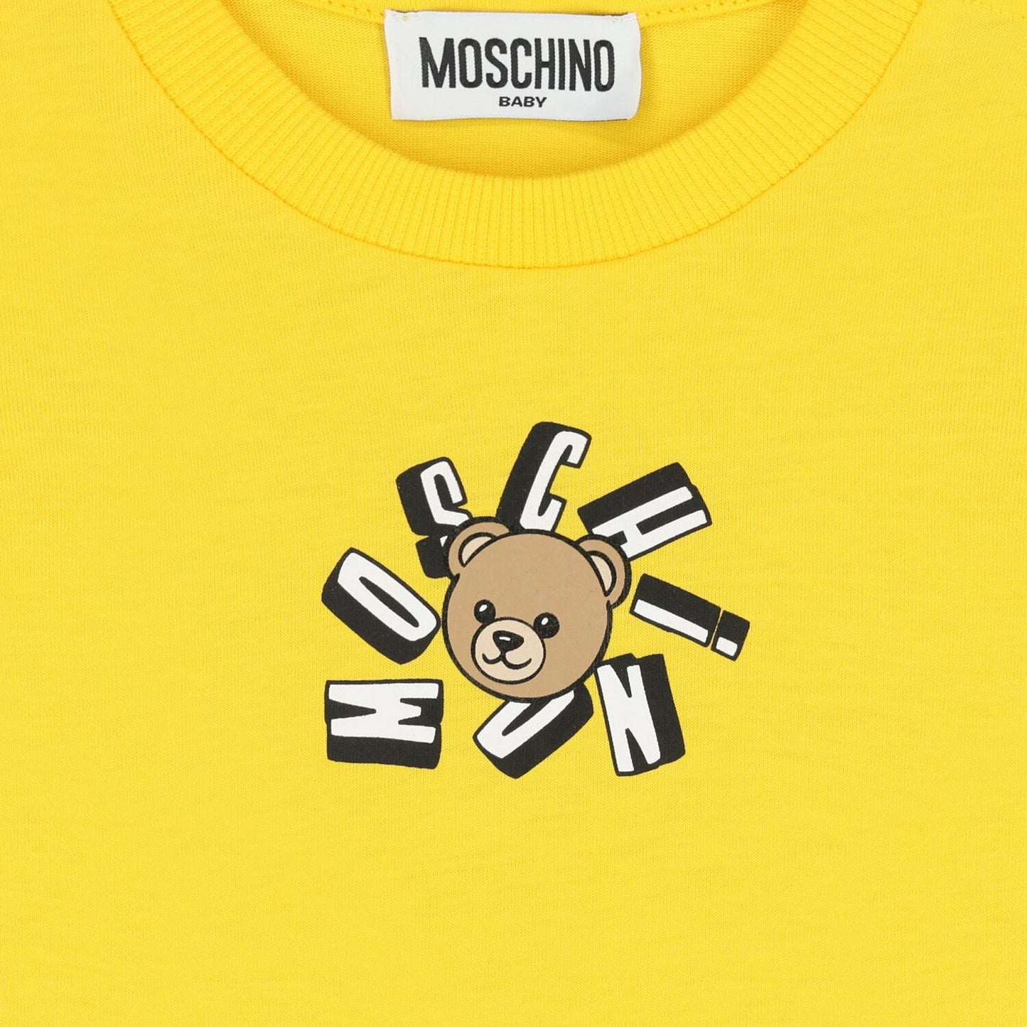 MOSCHINO Younger Yellow Teddy Bear Logo T-Shirt