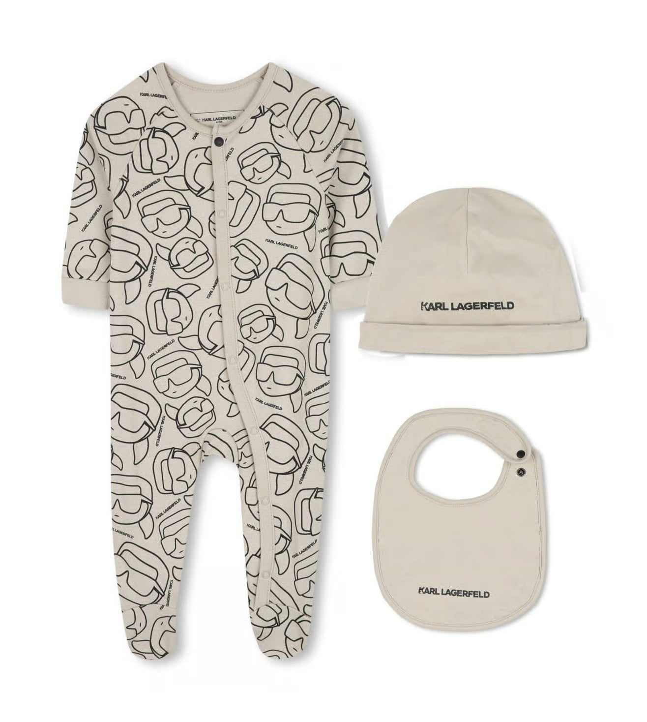 KARL LAGERFELD Z30974/211 Beige Logo Printed Baby Grow