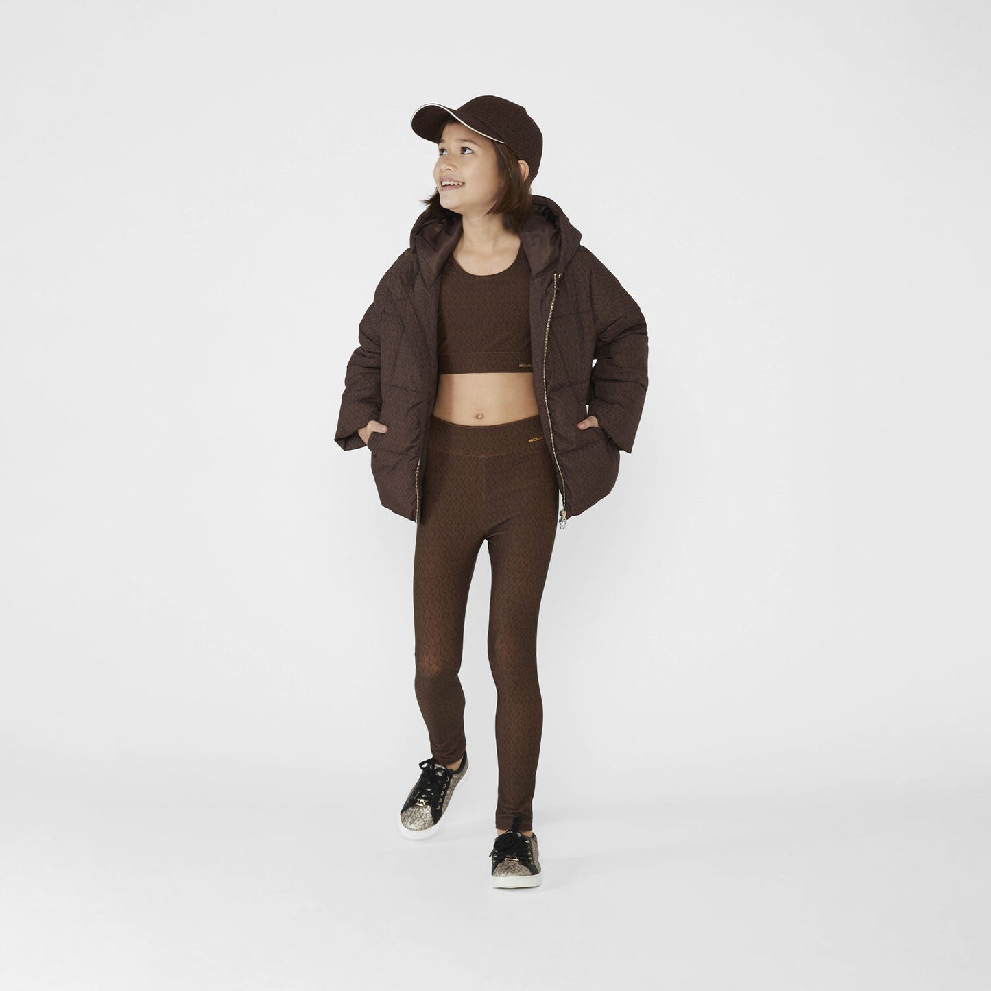 MICHAEL KORS Girls Brown Logo Leggings