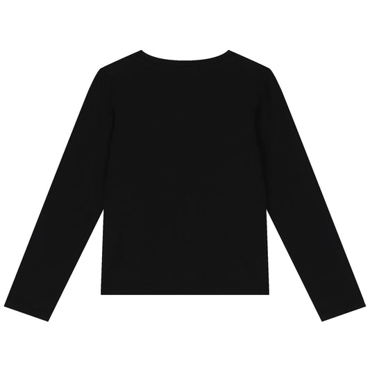 MICHAEL KORS Girls Black Logo Long Sleeve Top