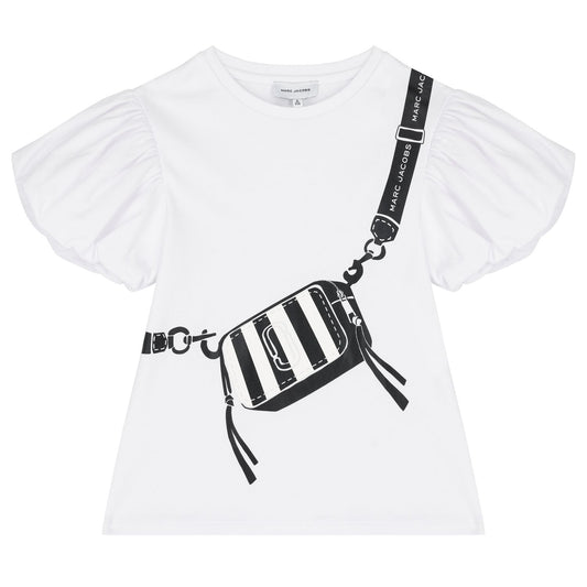 MARC JACOBS Girls White Logo Bag T-Shirt