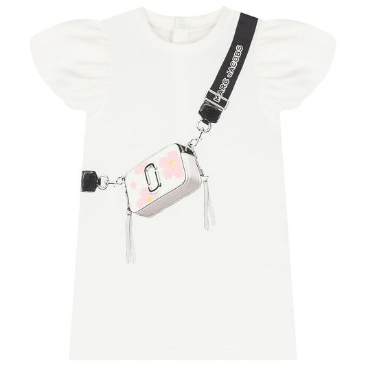 MARC JACOBS Younger Girls White Logo Bag Dress