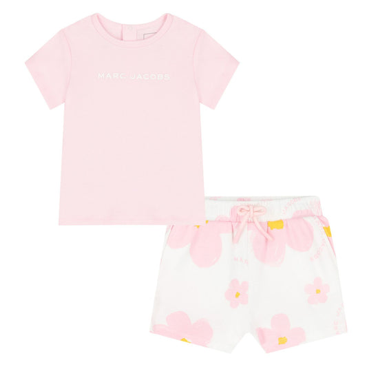MARC JACOBS Younger Girls Pink Logo T-Shirt + Shorts Set