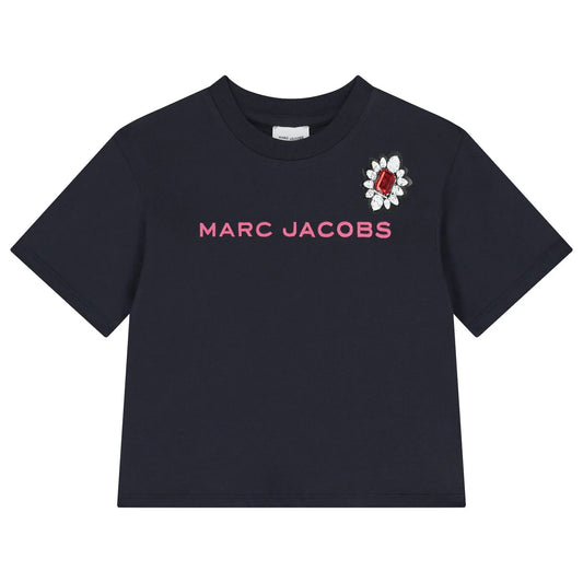 MARC JACOBS W60590/84E Girls Navy Blue Logo T-Shirt