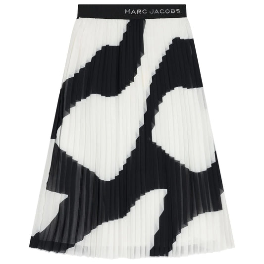 MARC JACOBS W60596/09B Girls Black & Ivory Zebra Pleated Skirt