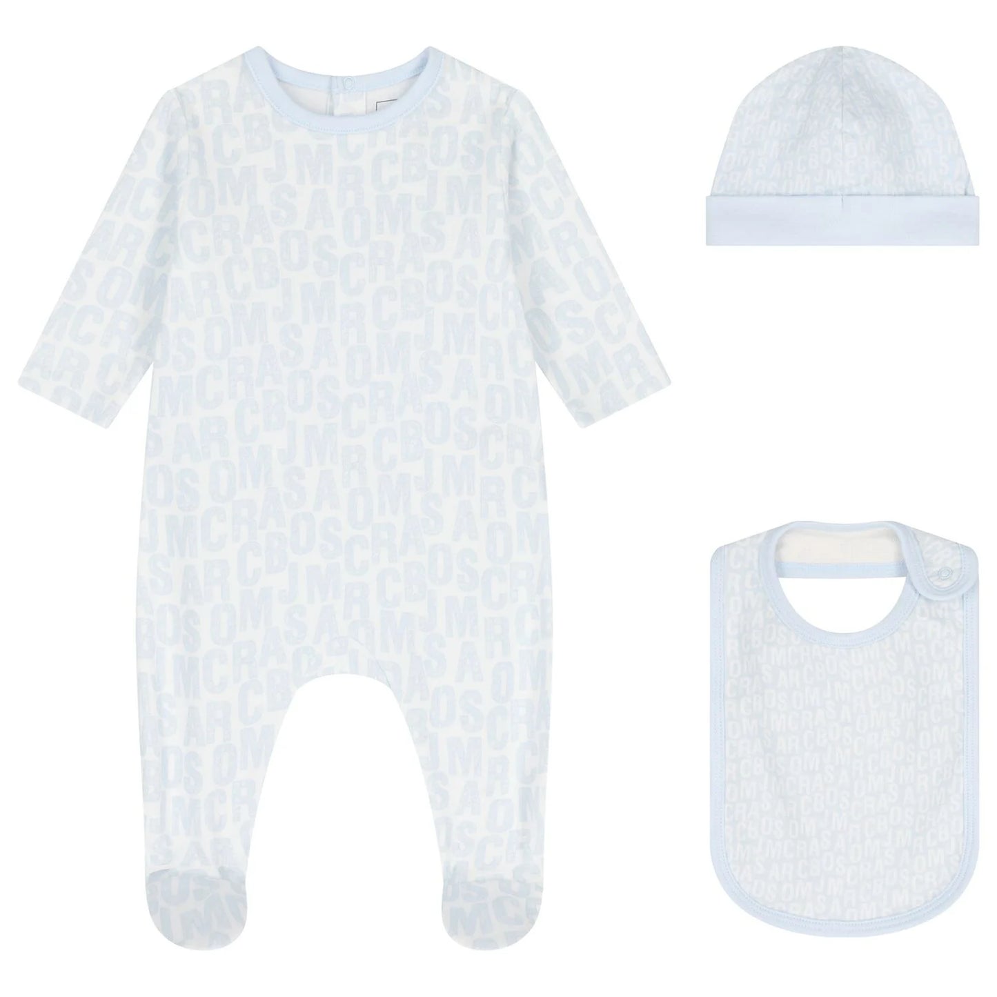 MARC JACOBS W60668/791 Baby Boys Blue Jumbled Logo Babygrow Gift Set