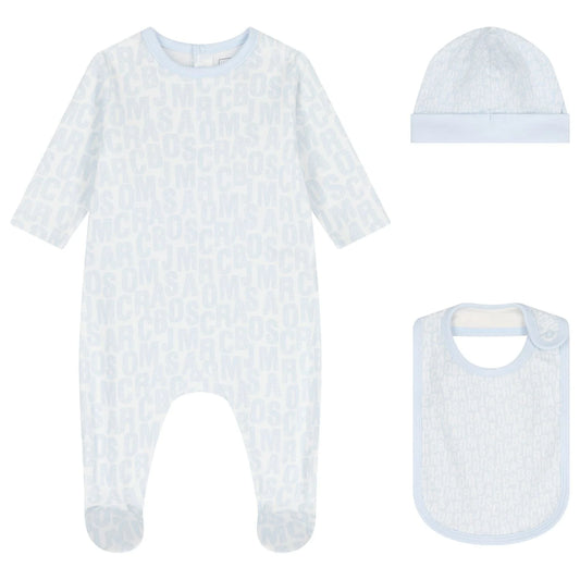 MARC JACOBS W60668/791 Baby Boys Blue Jumbled Logo Babygrow Gift Set