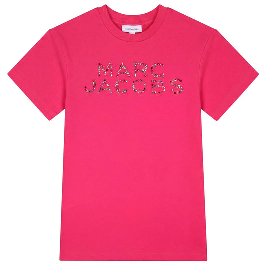 MARC JACOBS Girls Pink Embellished Logo Dress