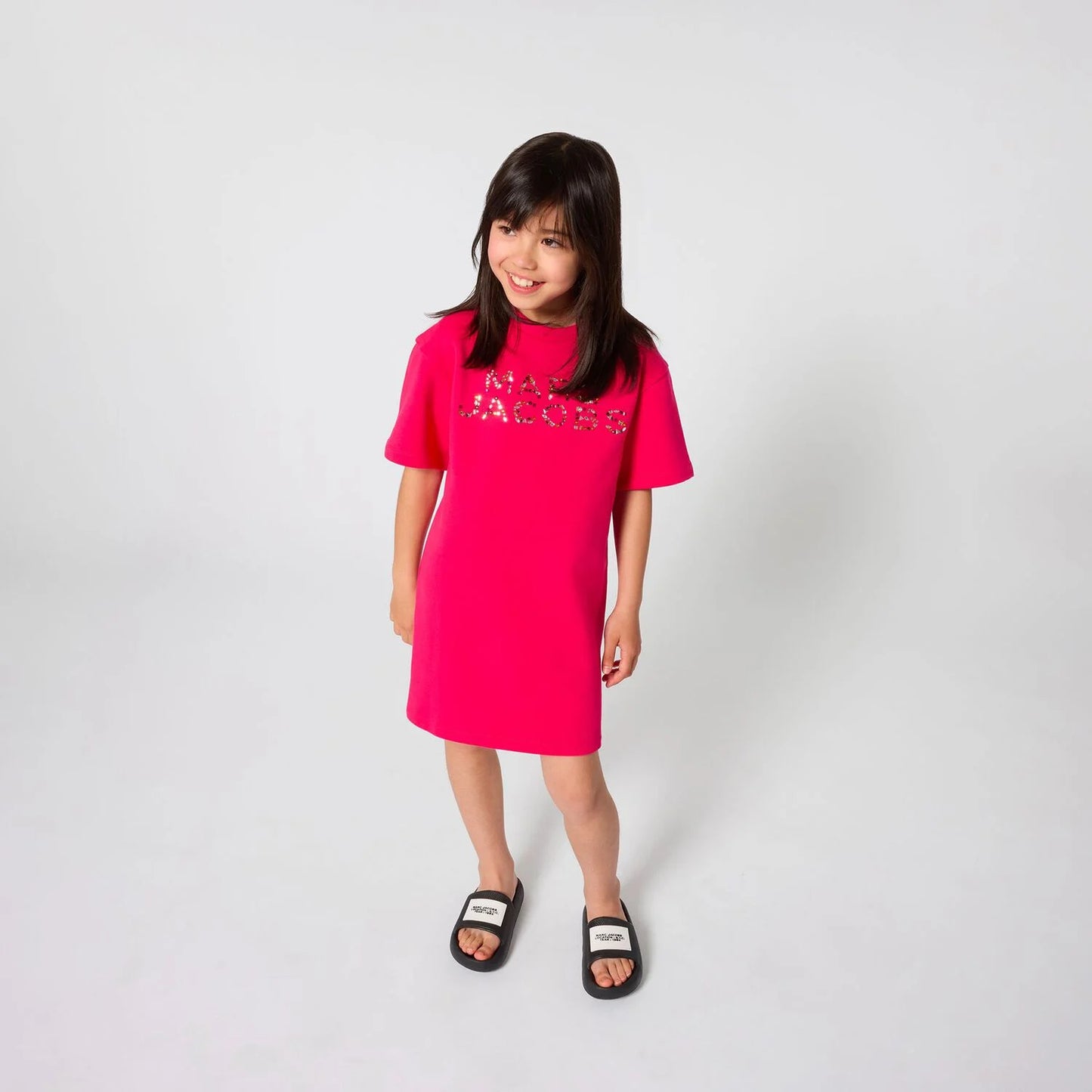MARC JACOBS Girls Pink Embellished Logo Dress