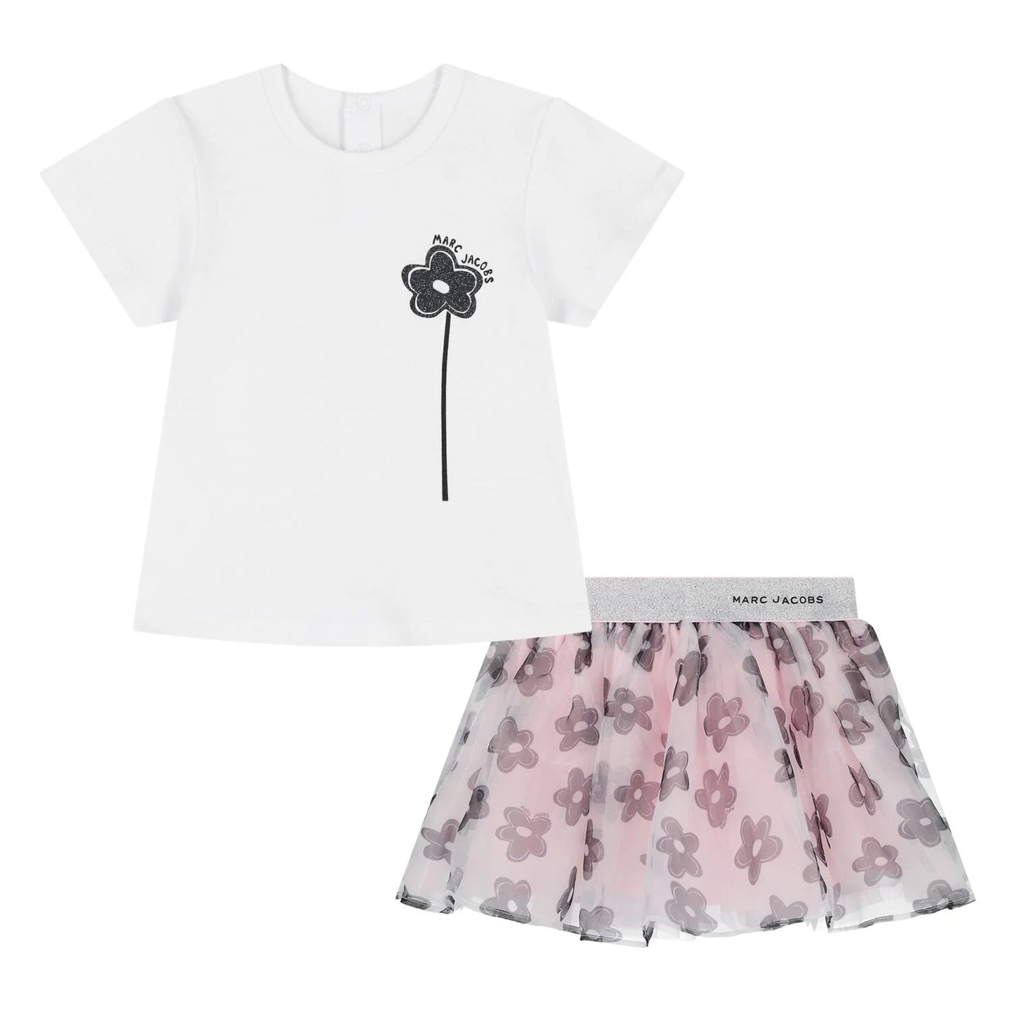 MARC JACOBS Younger Girls White & Pink Flower Skirt