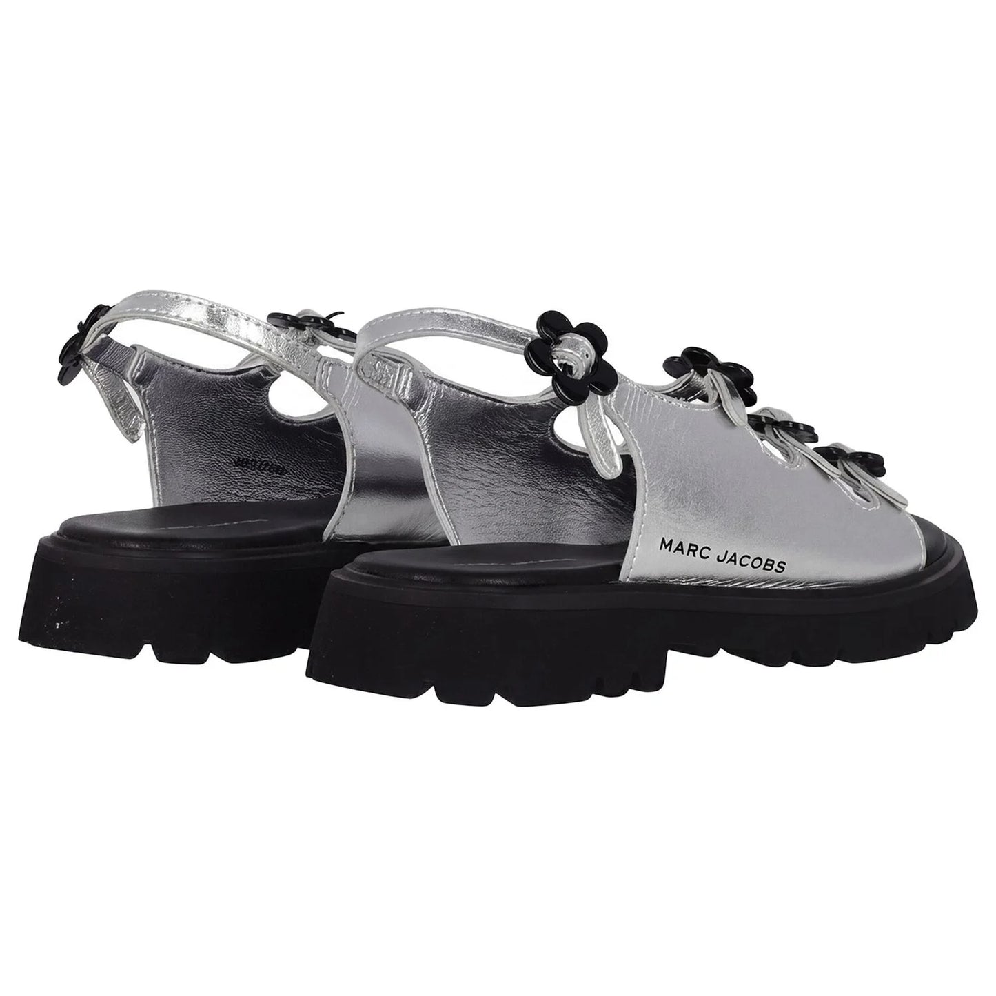 MARC JACOBS Girls Silver Logo Floral Sandals