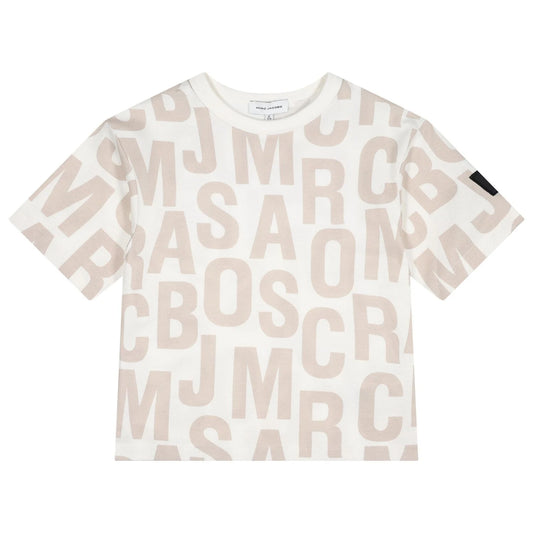 MARC JACOBS Boys White & Beige Logo T-Shirt