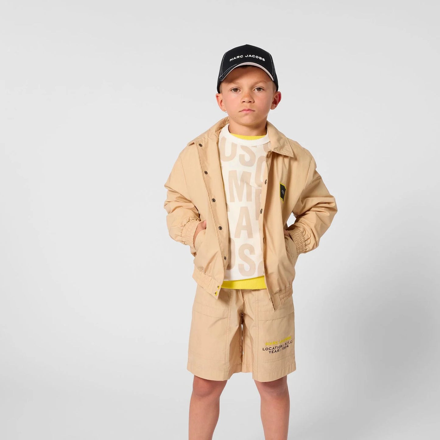 MARC JACOBS Boys White & Beige Logo T-Shirt