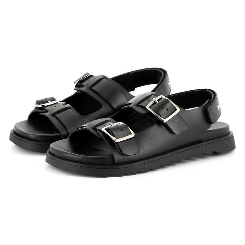 MARC JACOBS Boys Buckled Leather Black Sandals