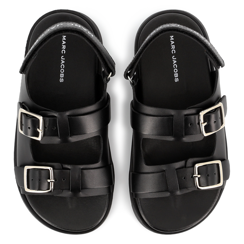 MARC JACOBS Boys Buckled Leather Black Sandals