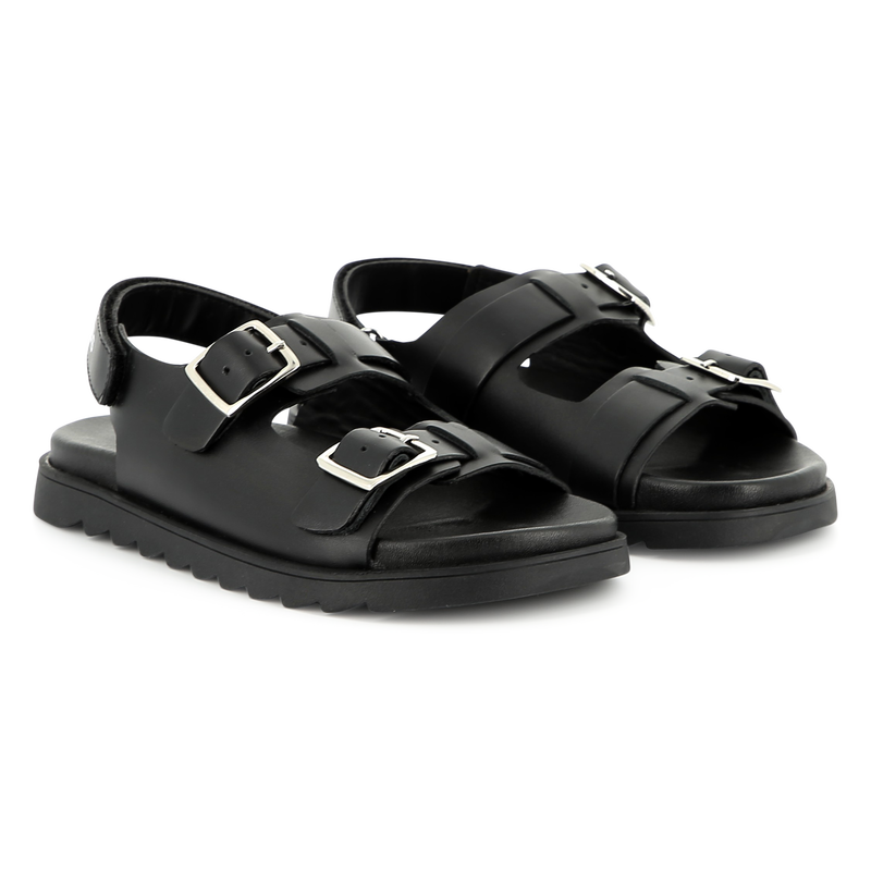 MARC JACOBS Boys Buckled Leather Black Sandals