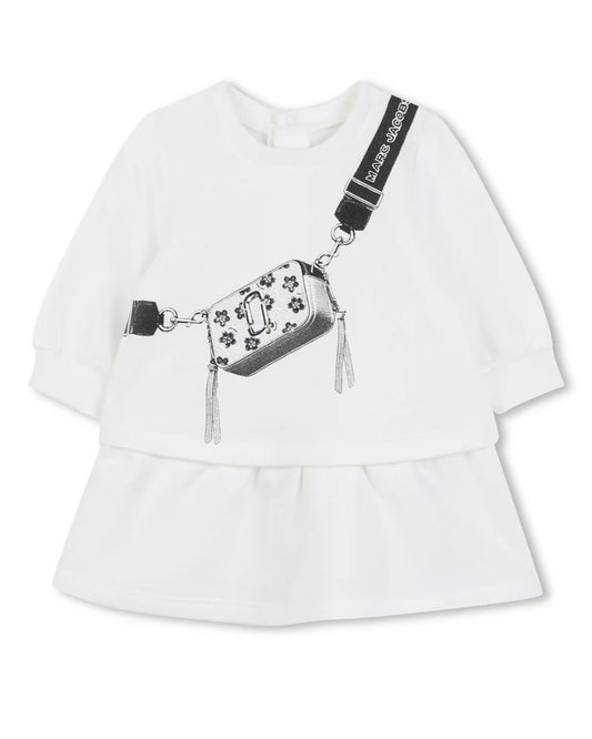 MARC JACOBS W60667/126 Younger Girls White Logo Bag Dress