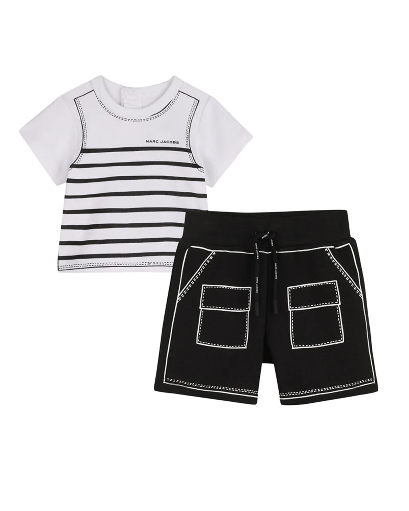 MARC JACOBS Younger Boys White & Black Shorts Set