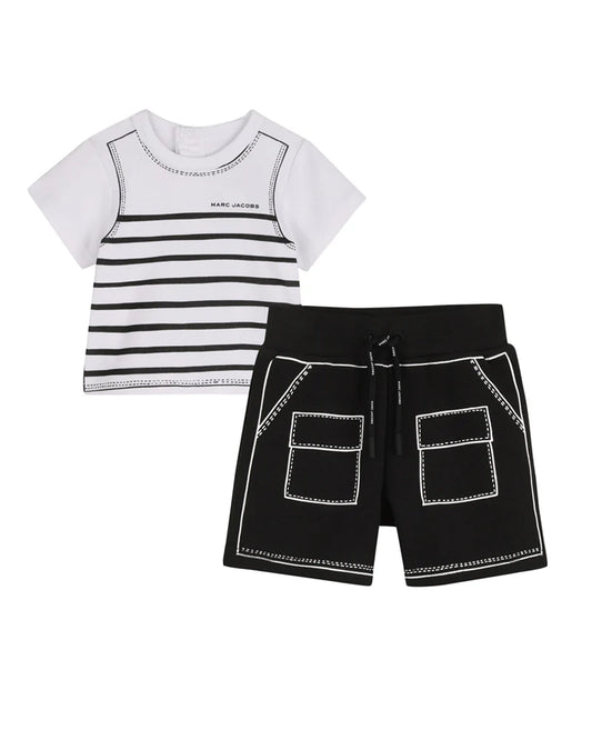 MARC JACOBS Younger Boys White & Black Shorts Set