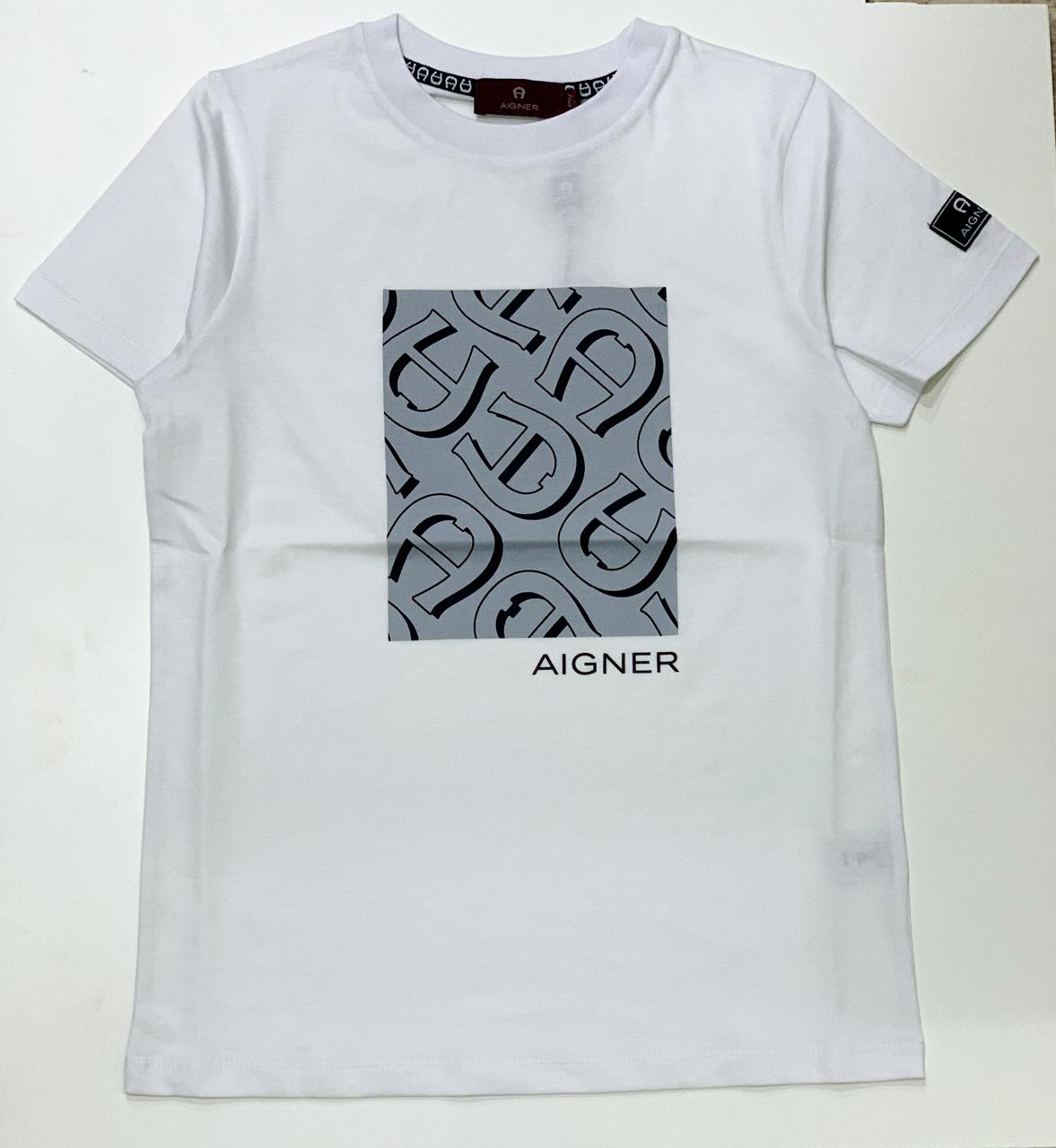 AIGNER Boys White Logo T-Shirts