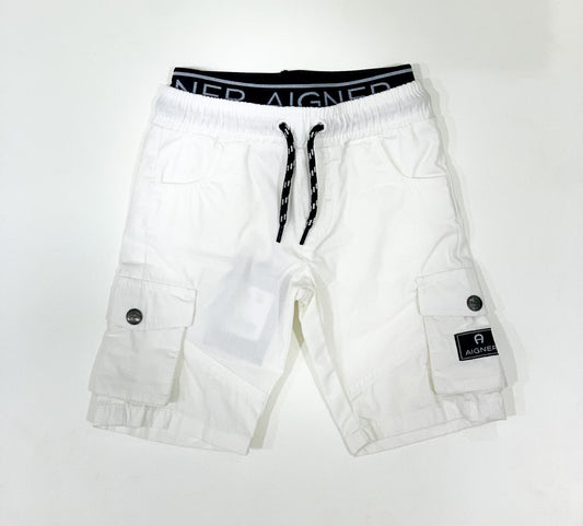 AIGNER Boys White Logo Shorts