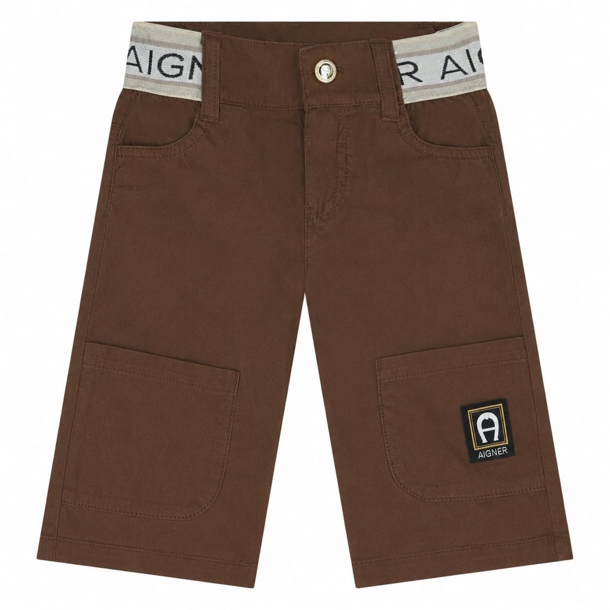 AIGNER Younger Boys Brown Logo Shorts