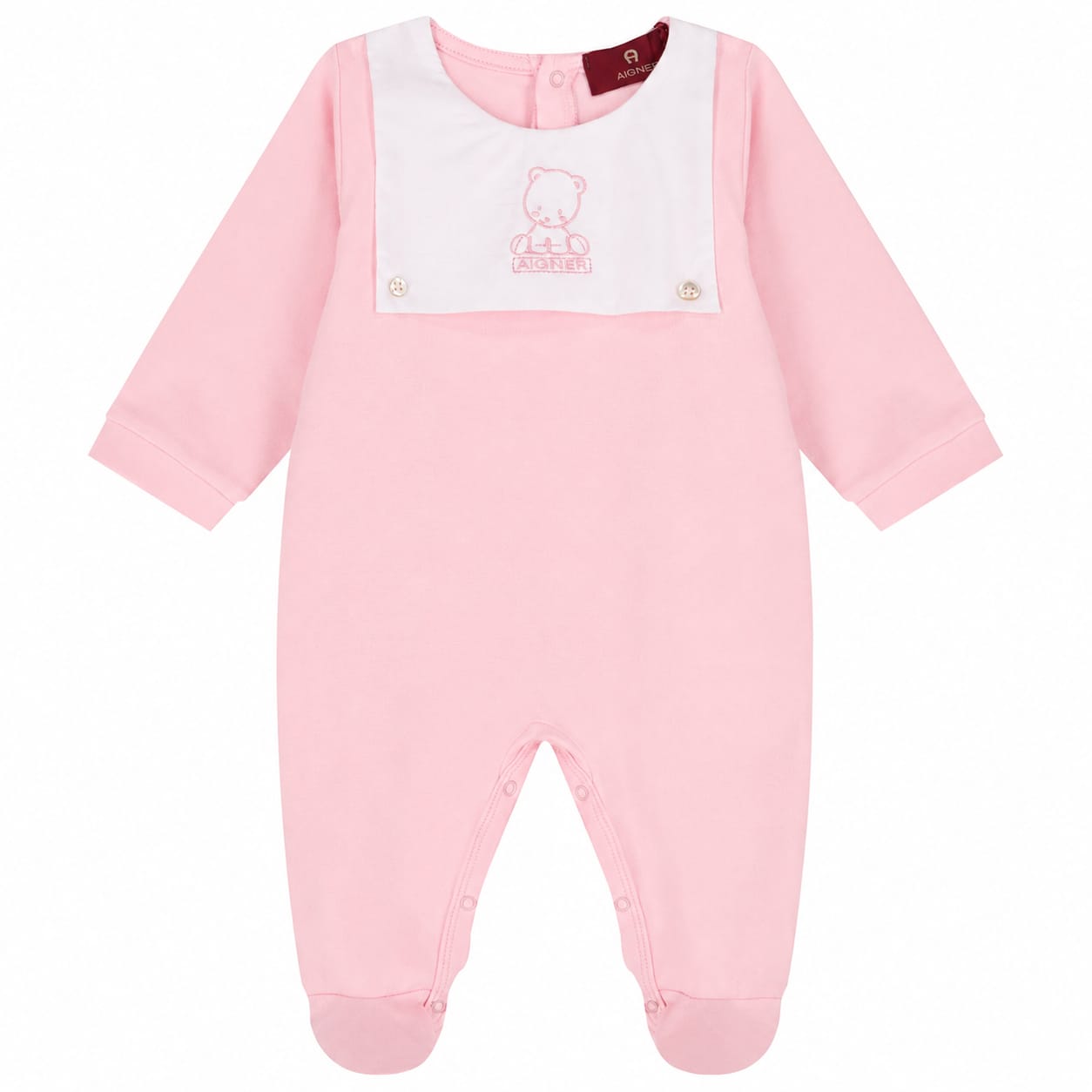 AIGNER Baby Girls Baby pink & White Teddy Bear Babygrow