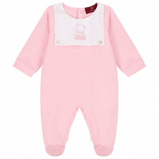 AIGNER Baby Girls Baby pink & White Teddy Bear Babygrow