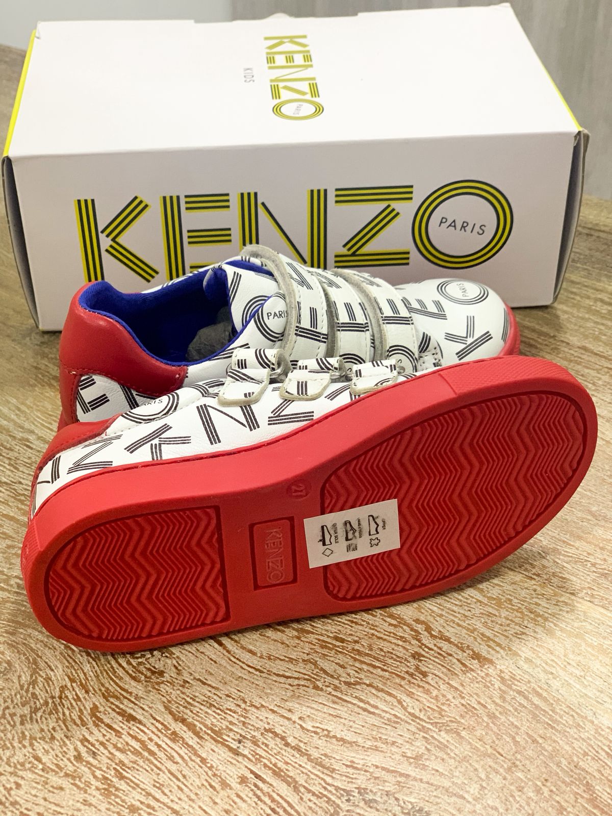 KENZO KIDS Unisex Strapped Sneakers White/Red