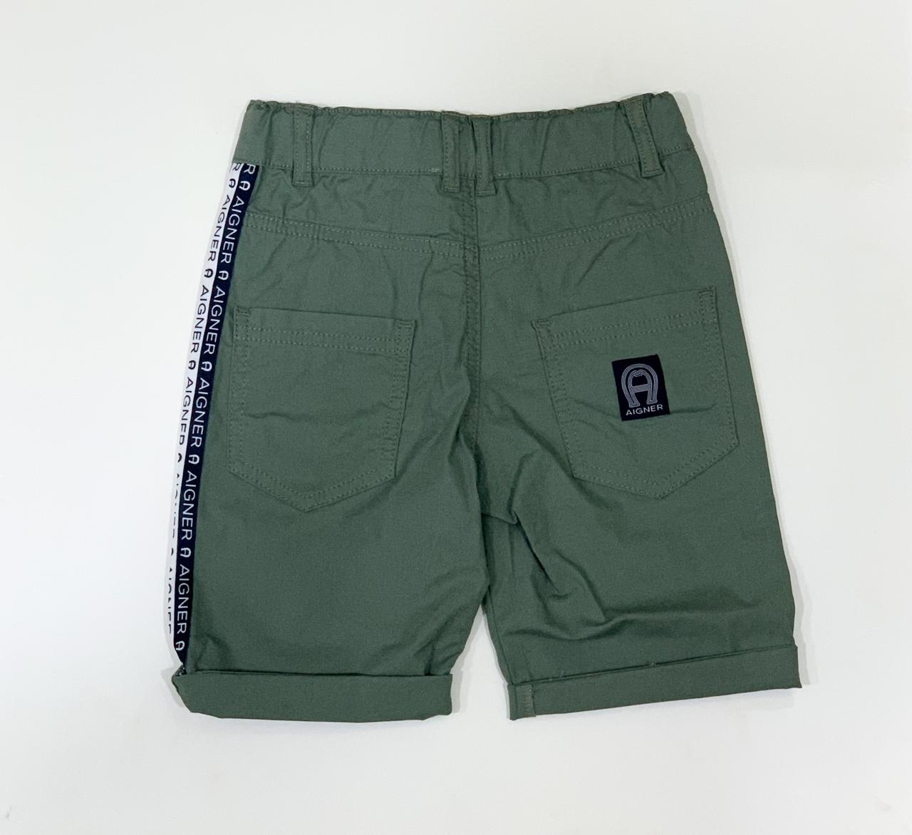 AIGNER Boys Light Green Light Green Logo Shorts