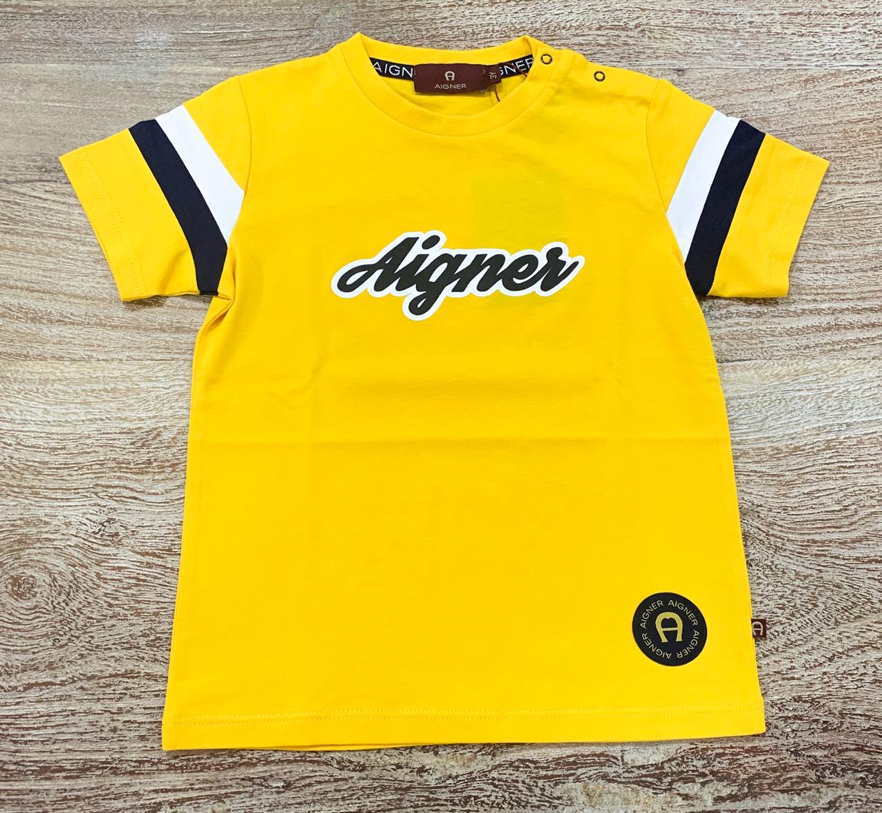 AIGNER Younger Boys Yellow Logo T-Shirts
