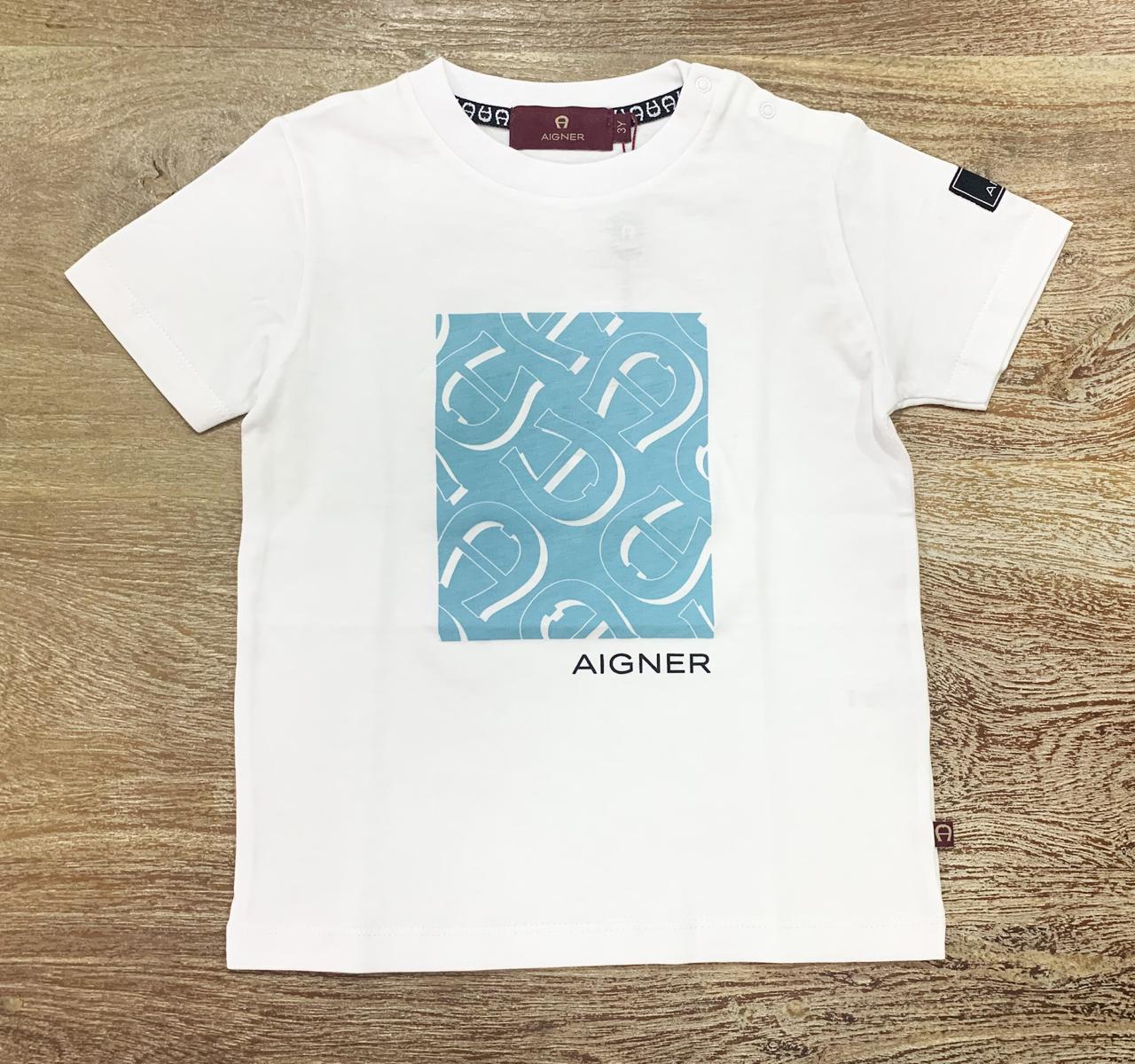 AIGNER Boys White Logo T-Shirts